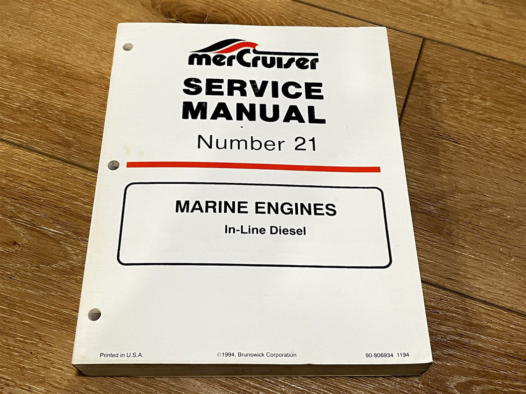 Mercruiser Number 21 Service Manual Marine Engines In-Line Diesel - Used