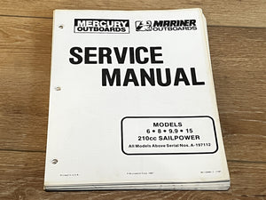 1987 Mercury Mariner 6, 8, 9.9, 15 210cc Sailpower Service Manual- Used