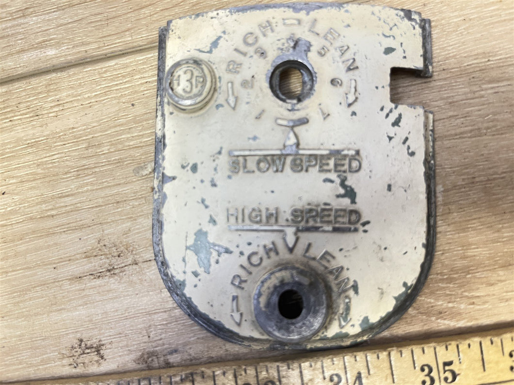 Johnson JW Carb Control Panel - Cast # 303013 - Used