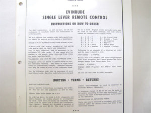 1959 Evinrude 2982 Single Lever Remote Control Parts List - 2nd Edition Used