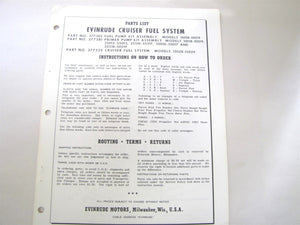 1959 Evinrude 2944 Cruiser Fuel System Parts List Manual - Used