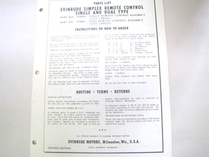 1960 Evinrude 3042 Simplex Remote Control Parts List Manual 2nd Edition - Used