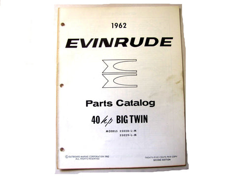 1962 Evinrude 35028 35029 Big Twin 40HP Parts Catalog/List Used