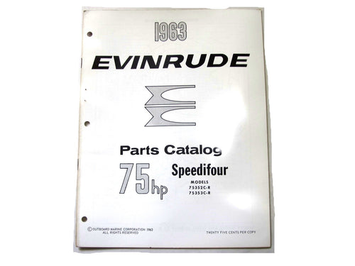 1963 Evinrude 75352C 75353C Speedifour 75HP Parts Catalog/List Used