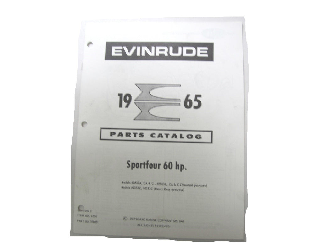 1965 Evinrude 278651 Sportfour 60HP Parts Catalog Used