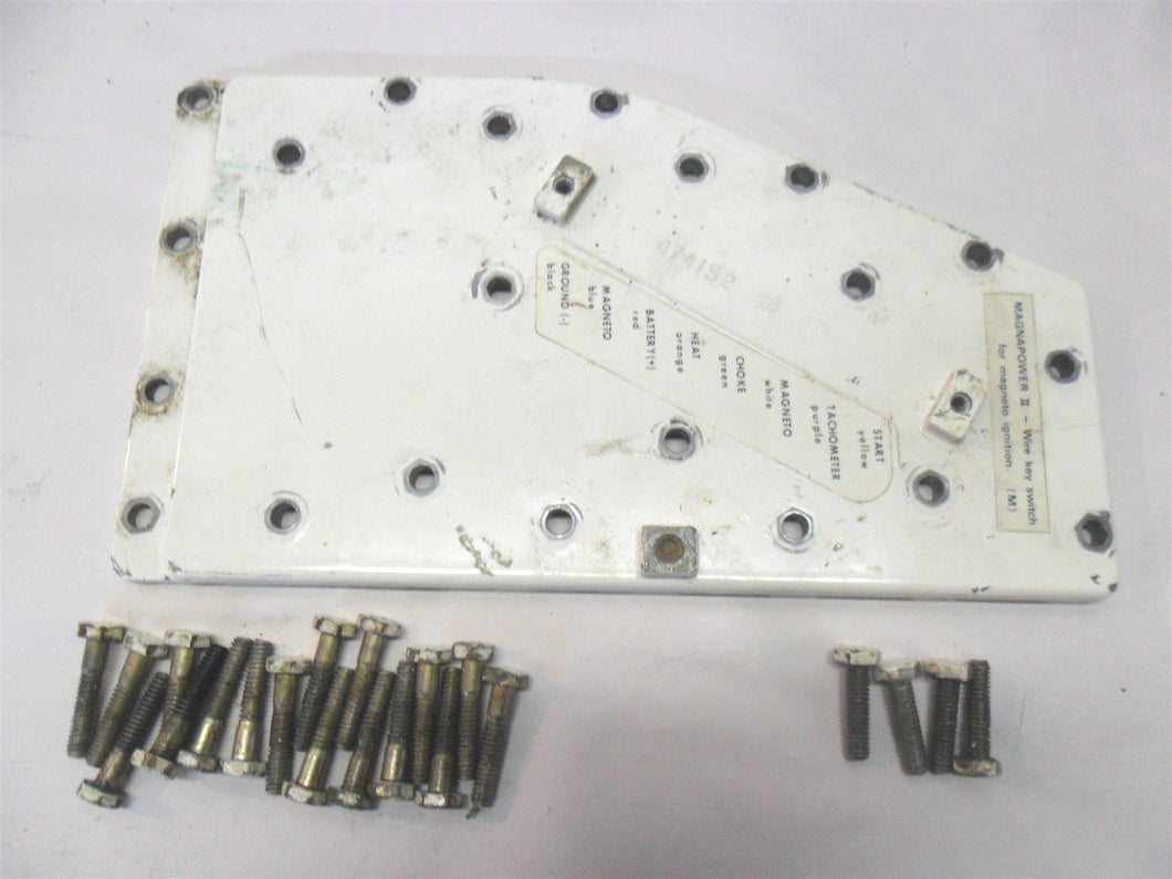 Chrysler F474152 Exhaust Port Cover & Screws 1977-81 83-85 89 55-65HP - Used