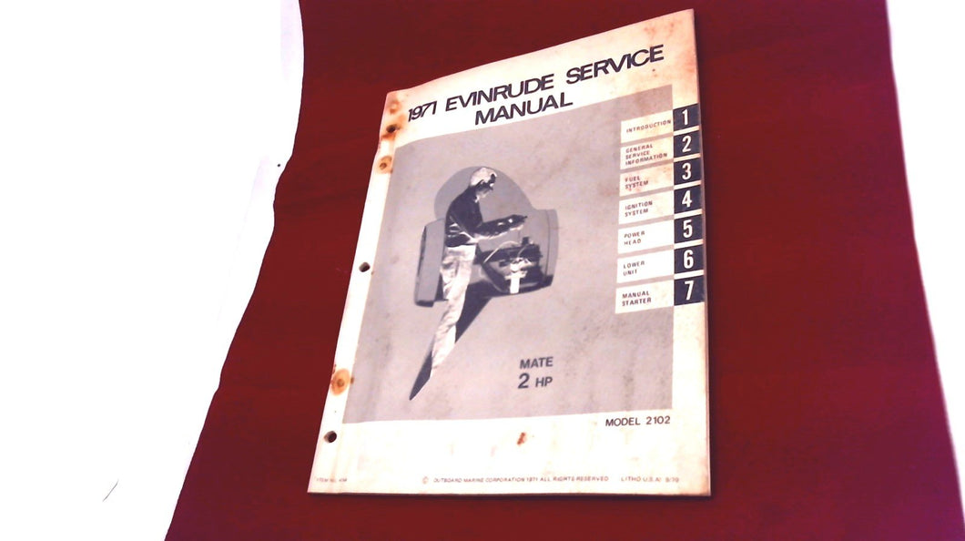 1971 Evinrude Service Manual 2102 Mate 2 HP - Used