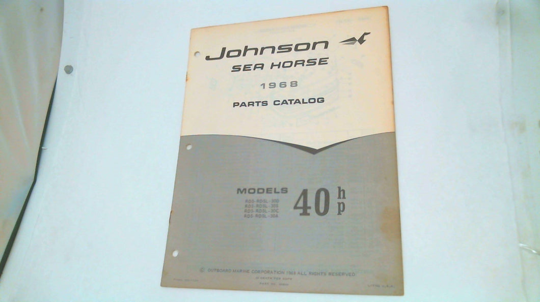1968 Johnson RDS-RDSL-30D, RDS-RDSL-30S, RDS-RDSL-30C 40hp Parts Catalog - Used