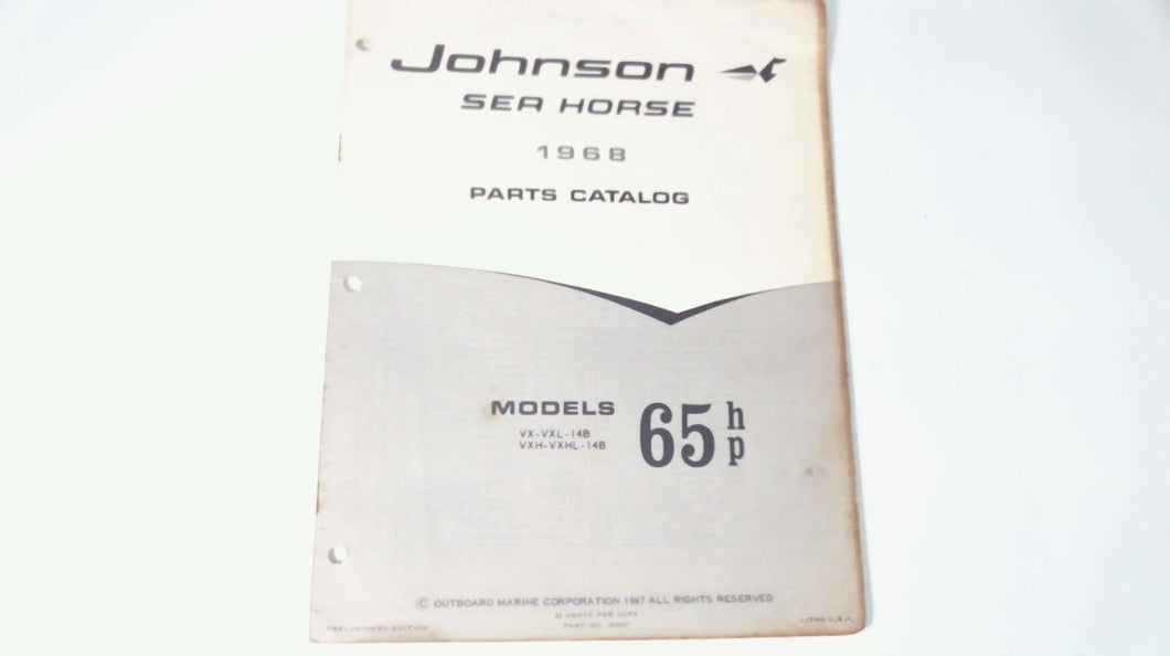 1968 Johnson 65HP VX-14B VXL-14B VXH-14B VXHL-14B Parts Catalog