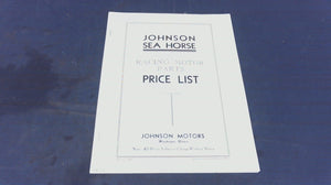 1938 Johnson Sea Horse Racing Motor Parts Price List Catalog - Used