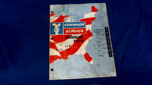 USED 1976 EVINRUDE 5185 SERVICE MANUAL MODELS 2HP 2602