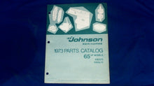 1973 Johnson Sea-Horse 386137 65hp Parts Catalog Models 65ES73 65ESL73 - Used