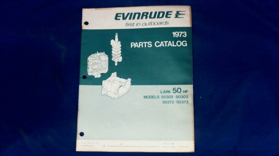 1973 Evinrude 279583 50hp Parts Catalog Lark Models 50302 50303 50372 50373 - Used