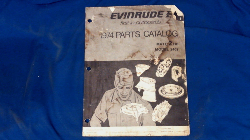 1974 Evinrude 279678 2hp Parts Catalog Mate Model 2402 - Used