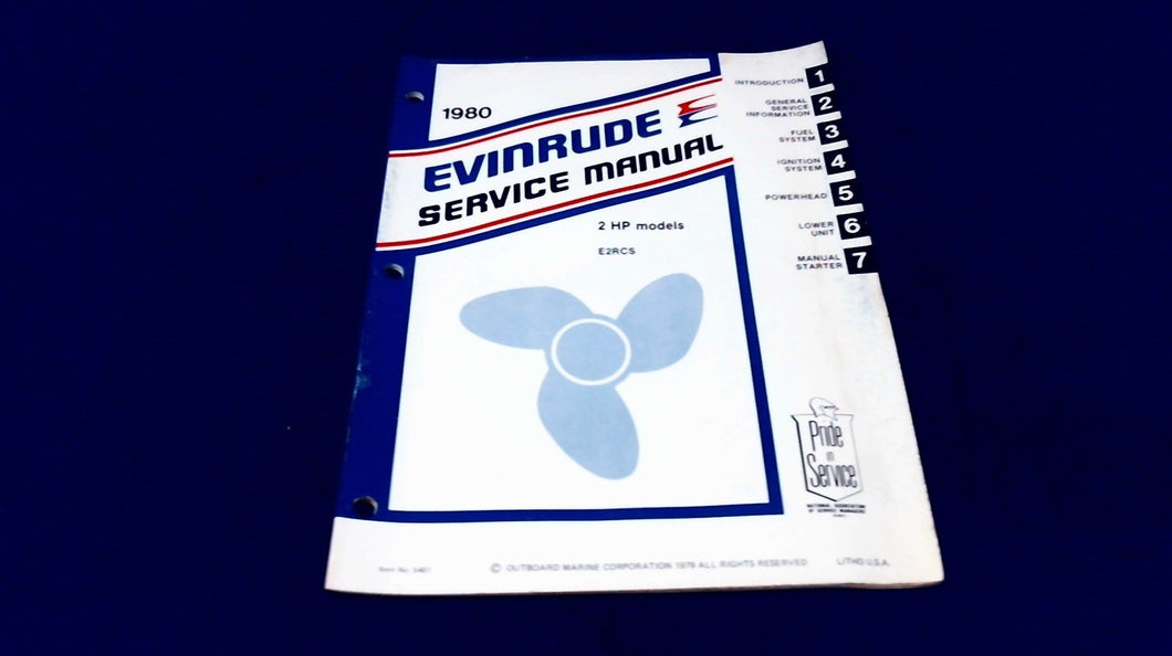 1980 Evinrude 2HP Models E2RCS Service Manual