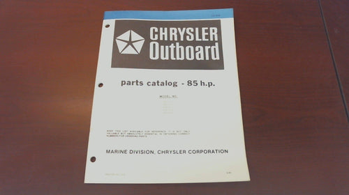 1981 Chrysler Outboard 85 H.P. 850H1C 856H1J 856B1J 856B1D Parts Catalog - Used