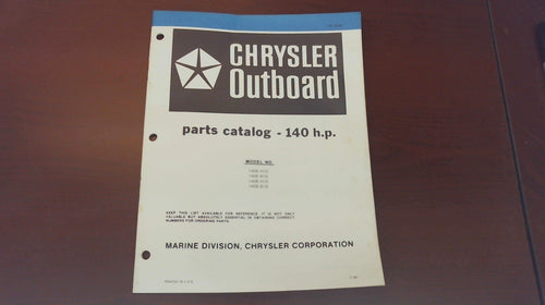 1980 Chrysler 140HP 1406H1D 1406B1D 1408H1D 1408B1D Parts Catalog - Used