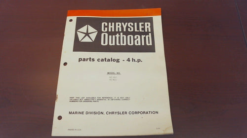 1981 Chrysler Outboard 4 H.P. 42 H2J 42 B2J Parts Catalog - Used