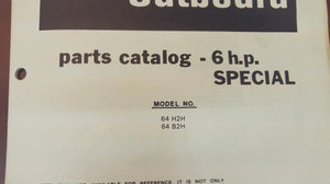 1981 Chrysler Outboard 6 H.P. Special 64 H2H 64 B2H Parts Catalog - Used