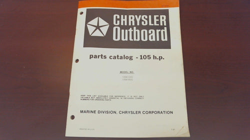 1981 Chrysler Outboard 105 H.P. 1058 H2G 1058 B2G Parts Catalog - Used