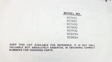 1982 50HP Chrysler Parts Catalog -507H2C 507B2C 507H3D 507B3D 507R3E 50343A