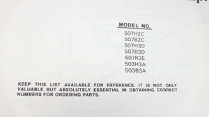 1982 50HP Chrysler Parts Catalog -507H2C 507B2C 507H3D 507B3D 507R3E 50343A