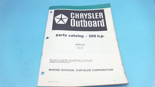 1979 Chrysler Outboard 100 H.P. 1006 HOB 1006 BOB Part Catalog - Used