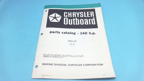 1979 Chrysler Outboard 140 H.P. 1406 HOC 1406 BOC Parts Catalog - Used