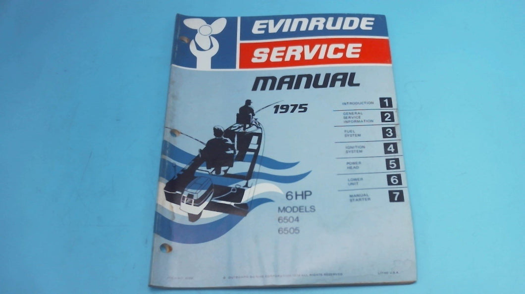 1975 6 HP Evinrude 6504 6505 Service Manual - Used