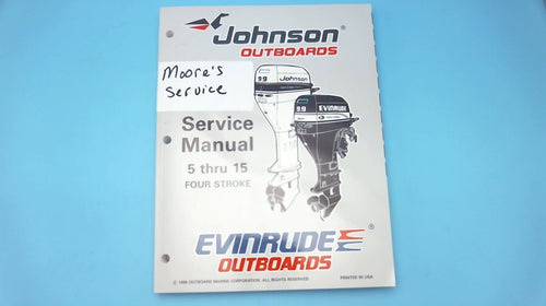 1996 Johnson Outboards Service Manual 5 Thru 15 HP Four Stroke - Used