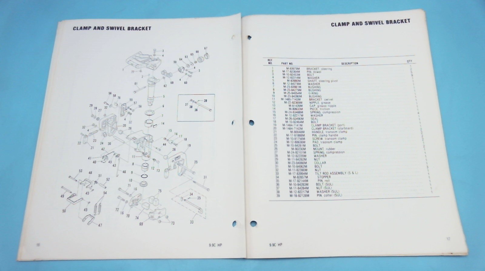 1978 Mariner Outboards 9.9C Horsepower Parts Catalog Used Pine Lake
