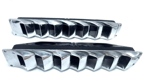 Pair of Chrome Plated Plastic Louvered Vents & Collector Boxes 17