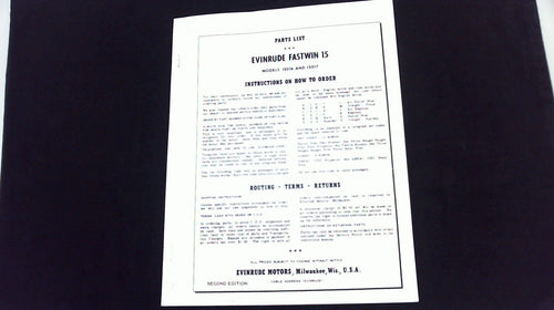 Evinrude Fastwin 15016 15017 Parts Catalog 1956 15HP