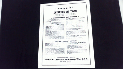Evinrude Big Twin 2001 2002 2003 2004 Parts Catalog 25HP 1951-52