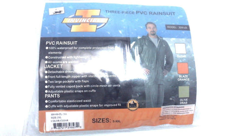 Invincible Marine 309101-CL-2XL Three-Piece PVC Rainsuit - Clear - 2XL
