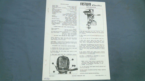 1956 Fastwin Electric 15HP 15918 15919 Data Bulletin