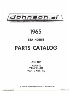 1965 Johnson 60 HP VX-11C VXL-11C VXH-11C VXHL-11C Parts Catalog