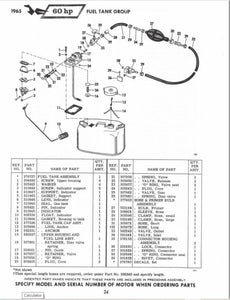 1965 Johnson 60 HP VX-11C VXL-11C VXH-11C VXHL-11C Parts Catalog