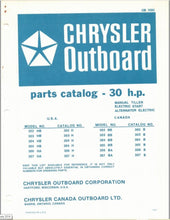 1975 Chrysler 30HP Manual Tiller Electric Start Alternator Parts Catalog - Used