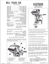 1956 Evinrude 7520 7521 7522 7523 7524 7525 7.5HP Fleetwin Data Bulletin