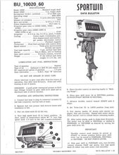 1960 Evinrude 10020 10021 10HP Sportwin Data Bulletin BU_10020_60