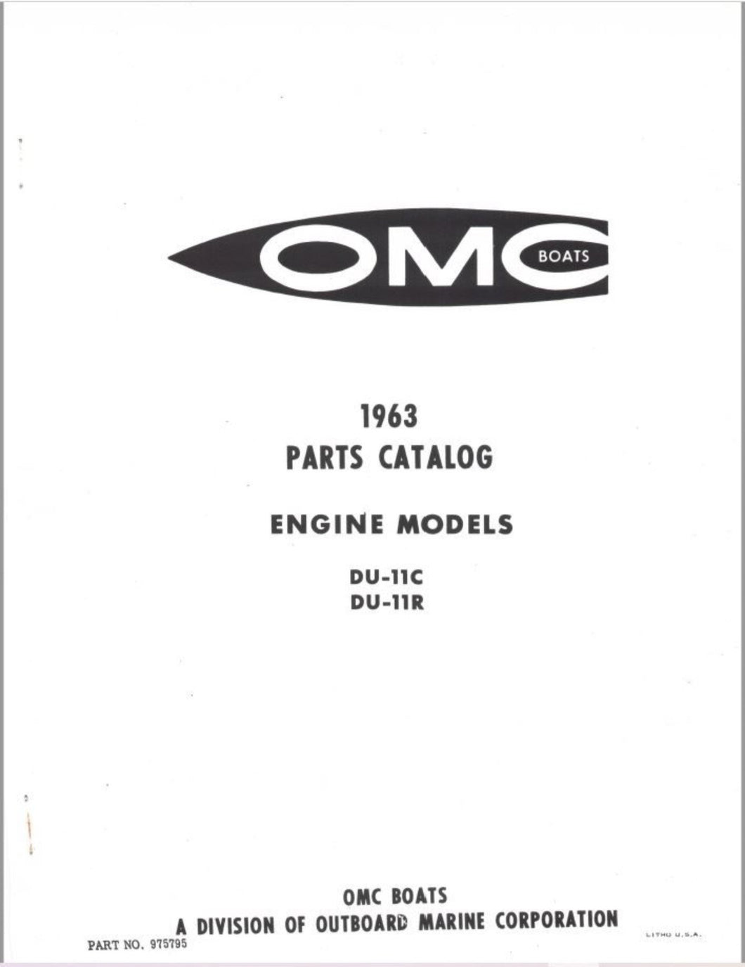 1963 OMC Boats DU-11C DU-11R Parts Catalog