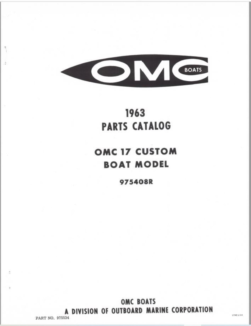 1963 OMC 17 Custom Boat Model 975408R Parts Catalog