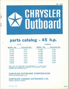 1973 Chrysler 45HP 450HG 451HG 454HG 455HG 456HG 457HG 458HE 459HE Parts Catalog