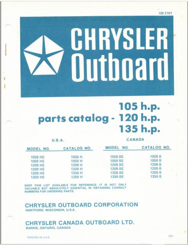 1976 Chrysler 105HP 120HP 135HP Parts Catalog - Used