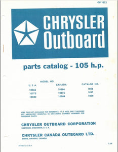 1968 Chrysler 105 HP 10565 10566 10575 10576 10583 10584 Parts Catalog - Used