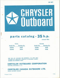 1973 Chrysler 35HP 352HG 353HG 352BG 353BG Parts Catalog - Used