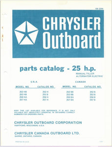 1977 Chrysler 25 HP 252HB 253HB 256HA 257HA 252BB 253BB 256BA Parts Catalog