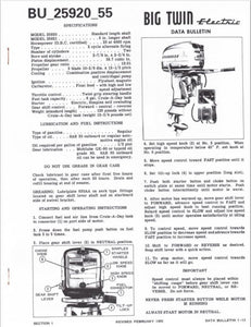 1955 Evinrude 25hp Big Twin Electric 25921 25921 Data Bulletin BU_25920_55