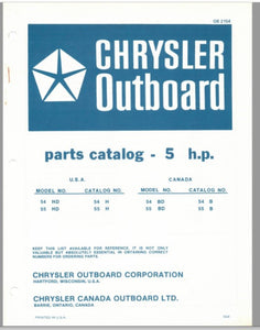 1976 Chrysler 5 HP 54HD 55HD 54BD 55BD Parts Catalog - Used